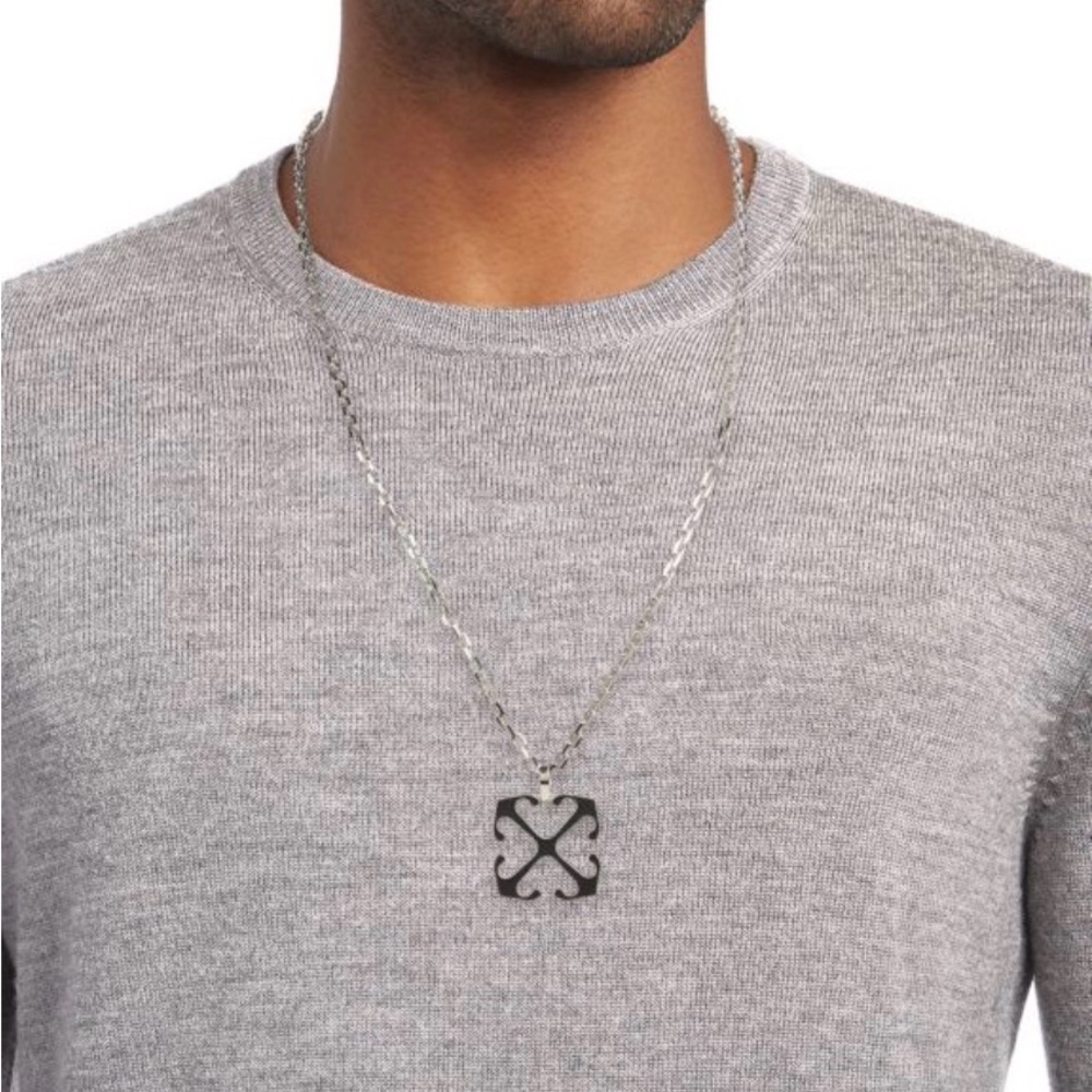OFF WHITE Silver Pendant Necklace